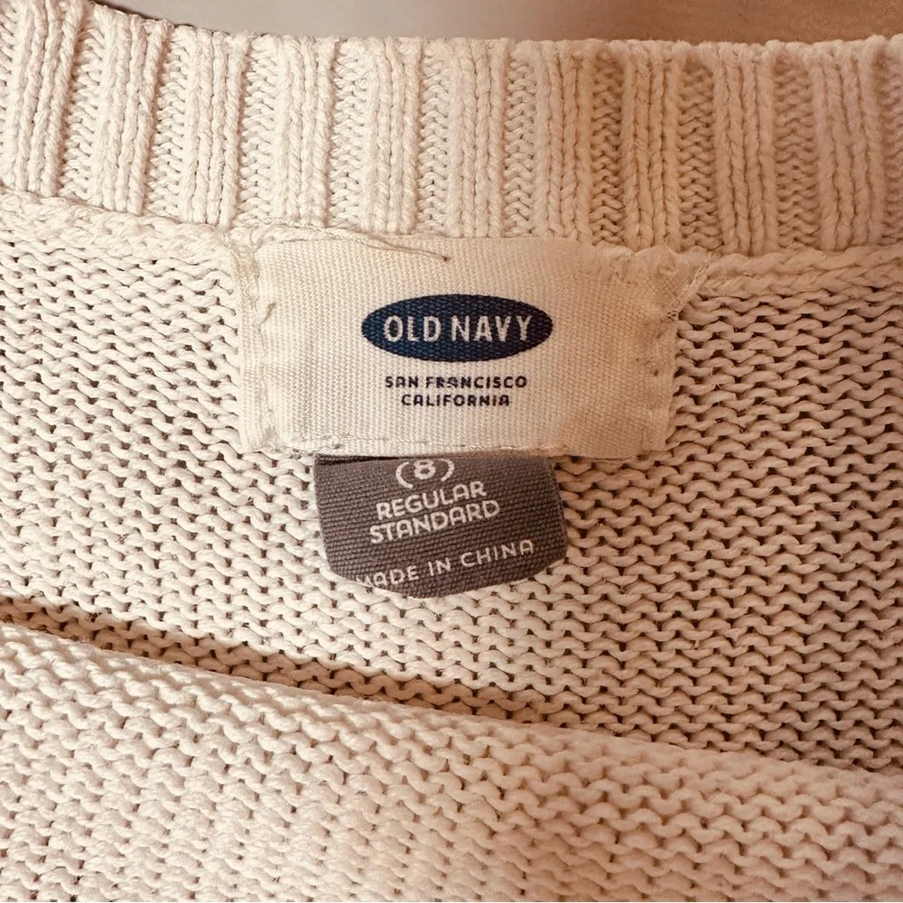 Old navy sweater long sleeve knit crew neck cream color dog heart design child 8